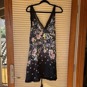 Intimately By Free People Floral Black Mini Dress Size Large